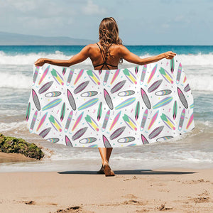 Surfboard Pattern Print Design 04 Beach Towel