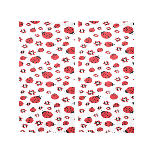 Ladybug Pattern Print Design 04 Gauze Curtain
