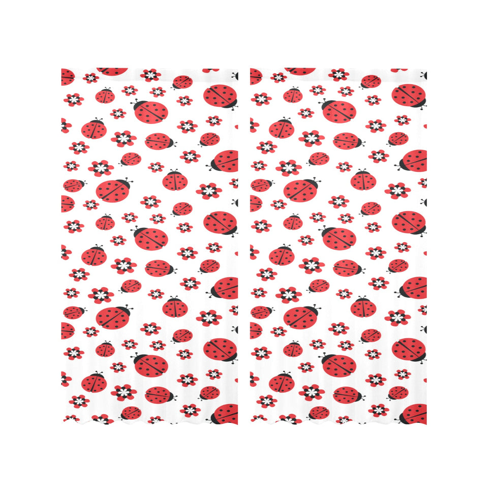 Ladybug Pattern Print Design 04 Gauze Curtain