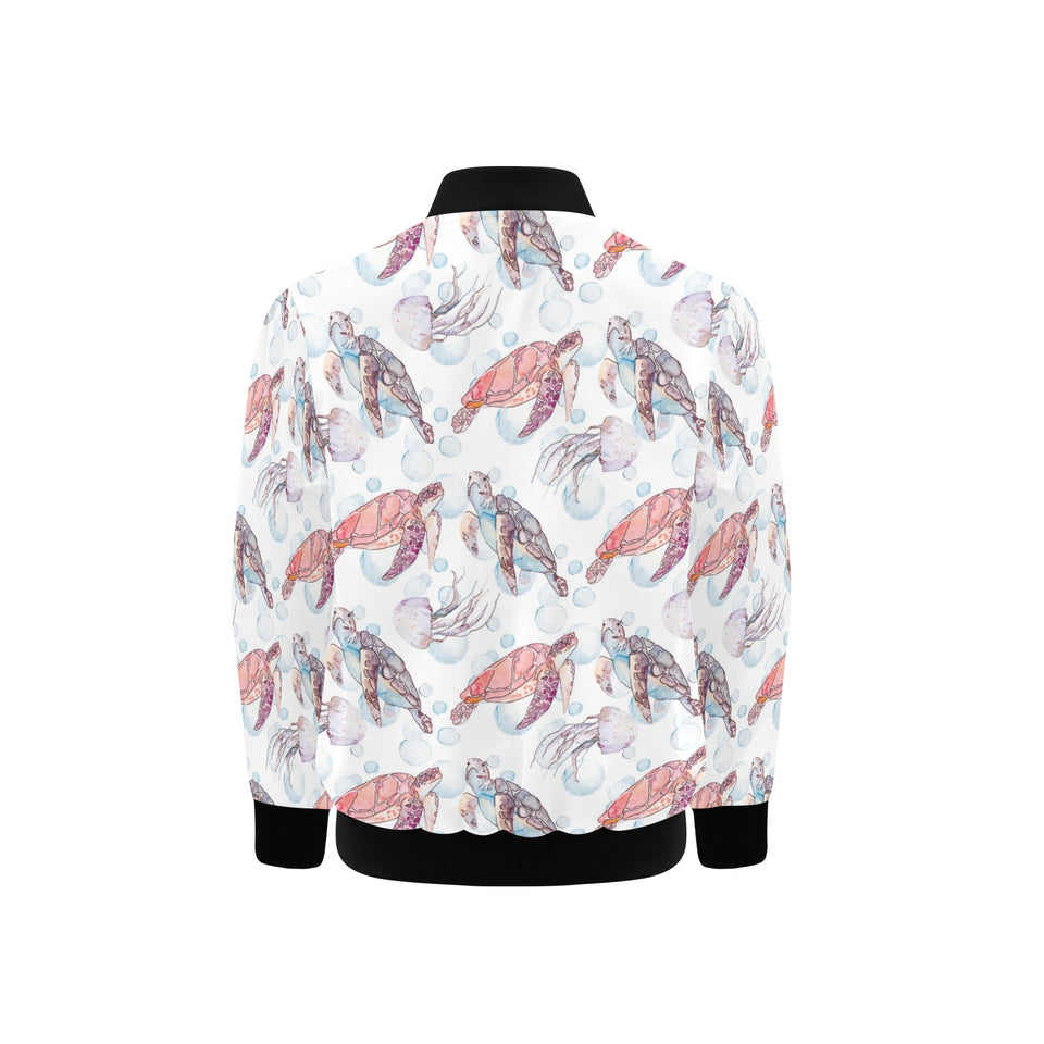 Watercolor sea turtle jellyfish pattern Kids' Boys' Girls' Bomber Jacket