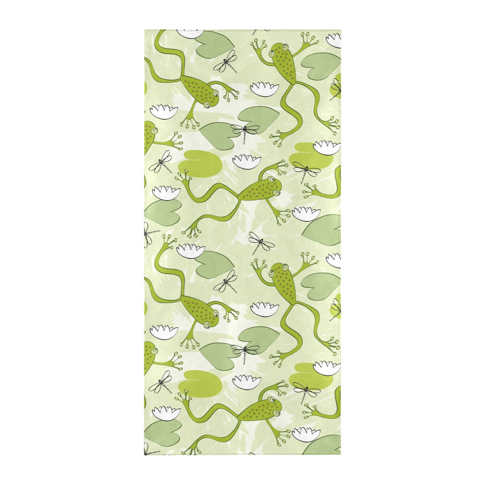 Cute frog dragonfly pattern Beach Towel