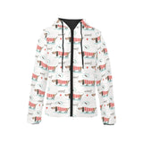 Cute dachshund bone pattern Women's Padded Hooded Jacket