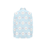 White cute pomeranian pattern Women's Long Sleeve Polo Shirt