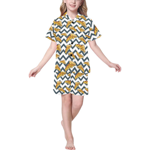 Pizza design pattern Kids' Boys' Girls' V-Neck Short Pajama Set