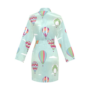 Hot Air Balloon design Pattern Women's Long Sleeve Belted Night Robe