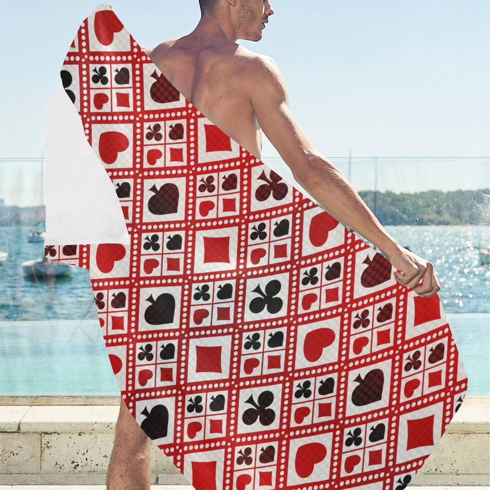 Casino Cards Suits Pattern Print Design 03 Beach Towel
