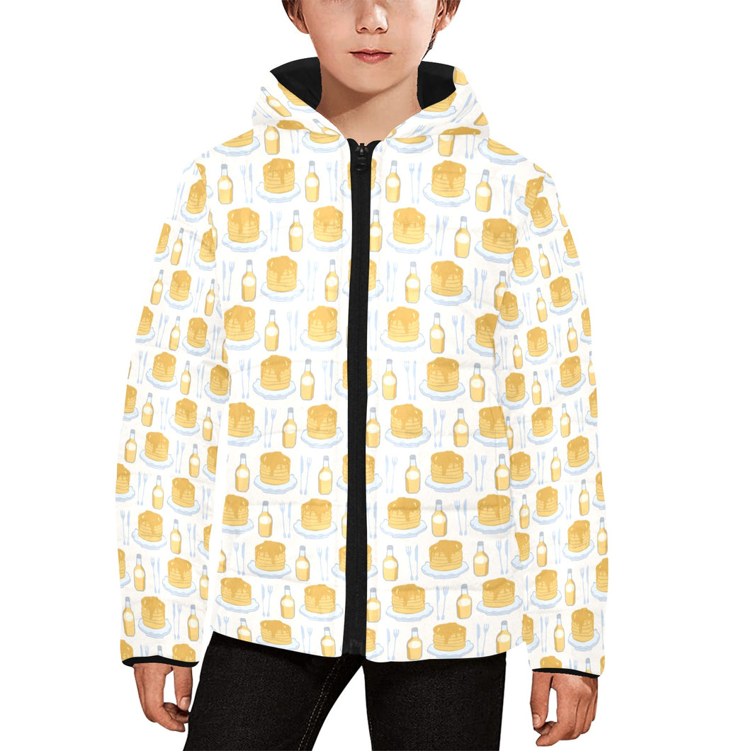 Pancake Pattern Print Design 05 Kids' Boys' Girls' Padded Hooded Jacket
