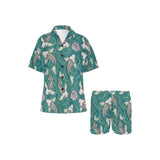 Koi Fish Carp Fish lotus pattern Women's V-Neck Short Pajama Set