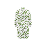 Hand drawn sketch style green Chili peppers patter Men's Long Sleeve Belted Night Robe