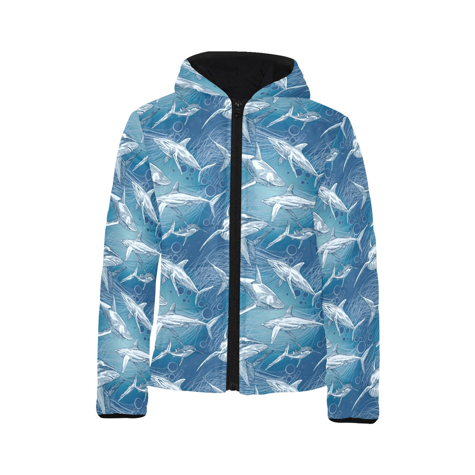 Shark hand drawn Kids' Boys' Girls' Padded Hooded Jacket