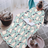 Cute Penguin pattern Blanket Robe with Sleeves