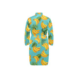 banana leaves banana design pattern Men's Long Sleeve Belted Night Robe