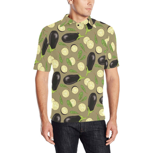 Eggplant Pattern Print Design 02 Men's All Over Print Polo Shirt