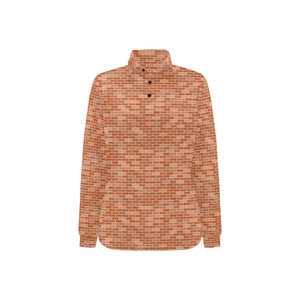 Brick Printed Pattern Print Design 02 Women's Long Sleeve Polo Shirt
