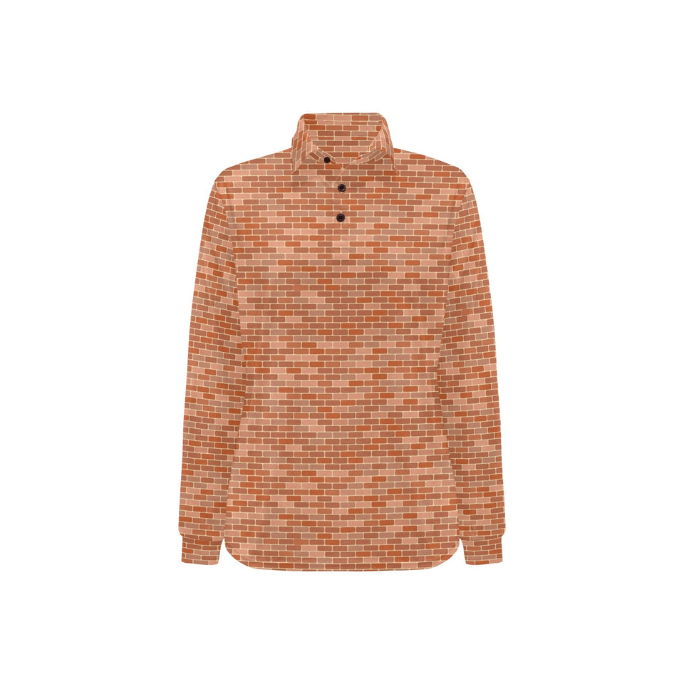 Brick Printed Pattern Print Design 02 Women's Long Sleeve Polo Shirt