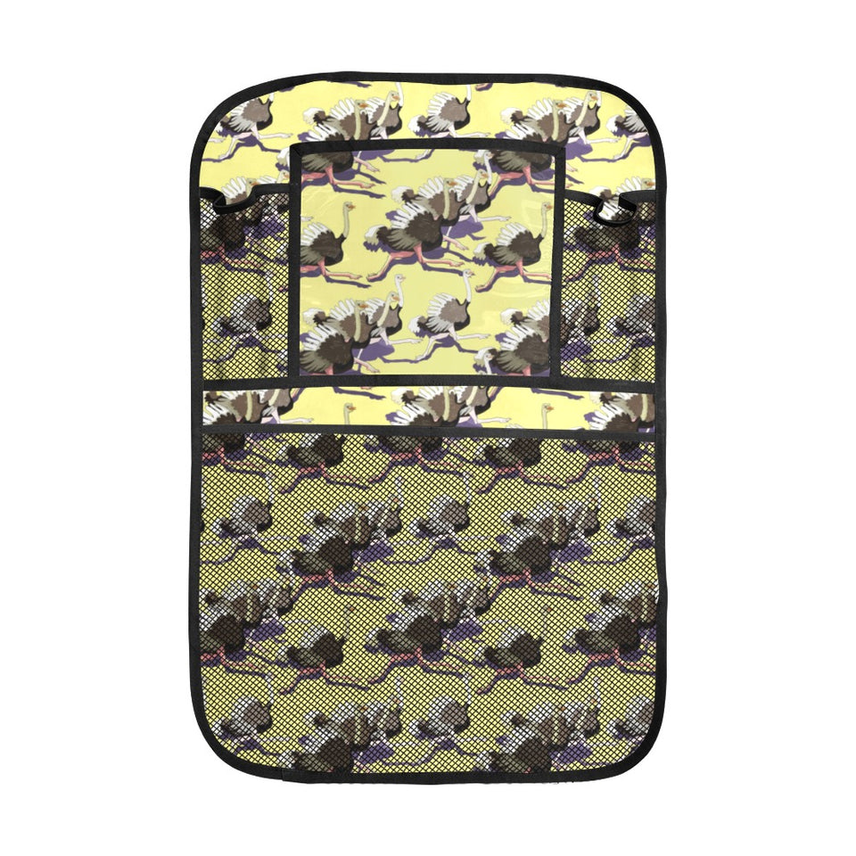 Ostrich Pattern Print Design 04 Car Seat Back Organizer