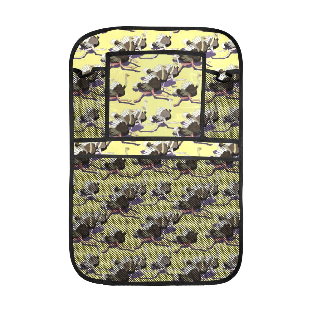 Ostrich Pattern Print Design 04 Car Seat Back Organizer