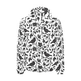 Crow dark floral pattern Men's Padded Hooded Jacket