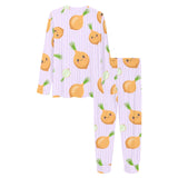 cute onions smiling faces purple background Women's All Over Print Pajama Set