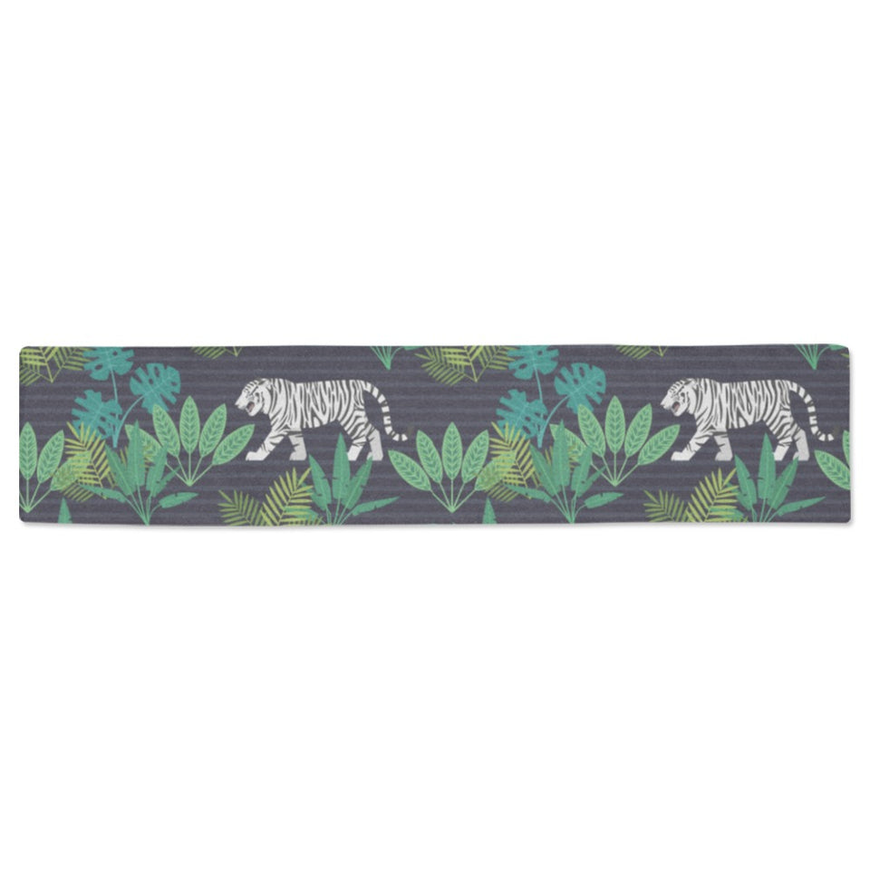 white bengal tigers tropical plant Table Runner
