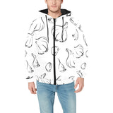 Garlic pattern black white Men's Padded Hooded Jacket