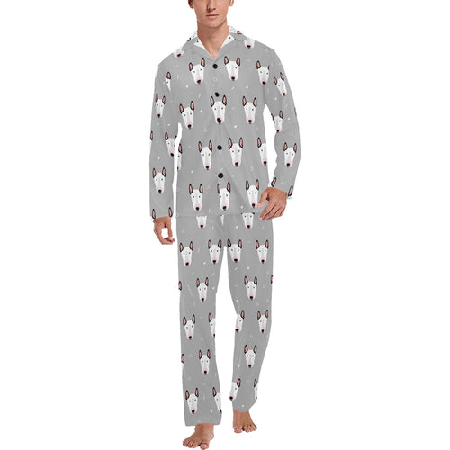 Bull Terrier Pattern Print Design 05 Men's Long Pajama Set
