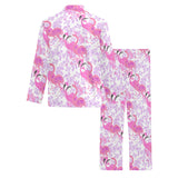 Pink flamingo flower pattern Men's Long Pajama Set
