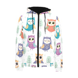 Cute owl pattern Men's Padded Hooded Jacket