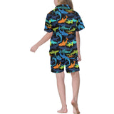 Colorful shark Kids' Boys' Girls' V-Neck Short Pajama Set