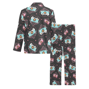 Camera Pattern Print Design 04 Men's Long Pajama Set