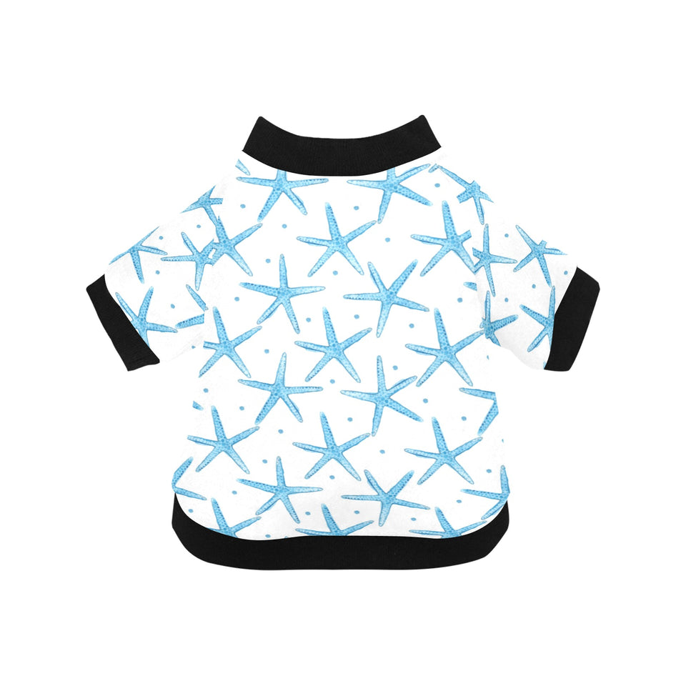 Watercolor starfish pattern All Over Print Pet Dog Round Neck Fuzzy Shirt