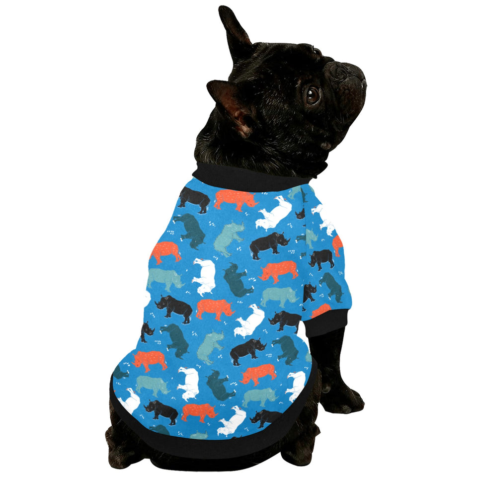 Colorful rhino pattern All Over Print Pet Dog Round Neck Fuzzy Shirt
