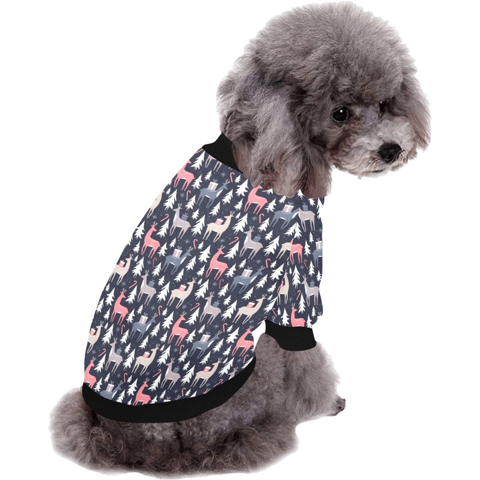 Deers Winter Christmas pattern All Over Print Pet Dog Round Neck Fuzzy Shirt