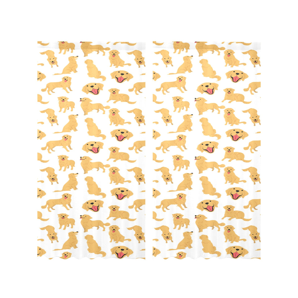 Golden Retriever Pattern Print Design 05 Gauze Curtain