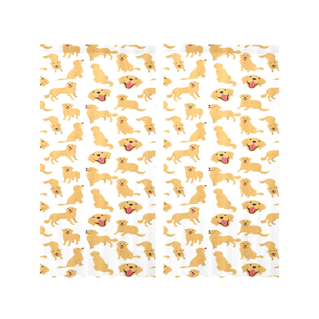 Golden Retriever Pattern Print Design 05 Gauze Curtain