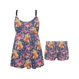 Goldfish Pattern Print Design 05 Chest Sexy Pleated Two Piece Swim Dress