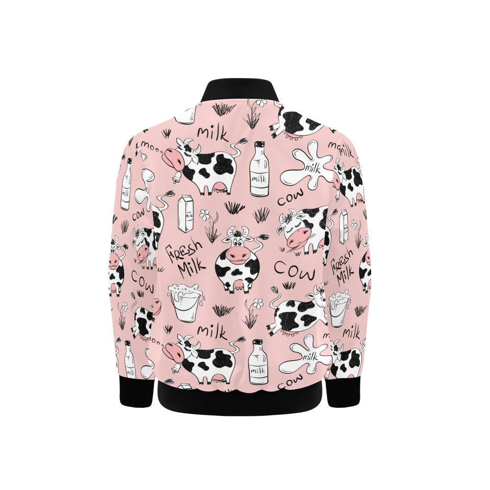 Cows milk product pink background Kids' Boys' Girls' Bomber Jacket