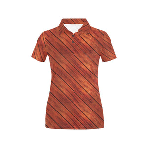 Wood Printed Pattern Print Design 03 Women's All Over Print Polo Shirt