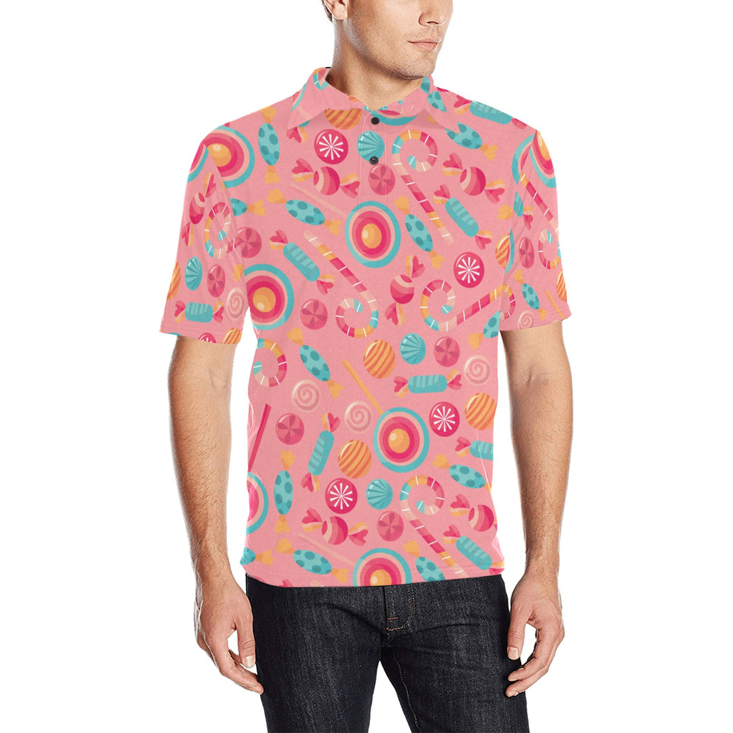 Colorful candy pattern Men's All Over Print Polo Shirt