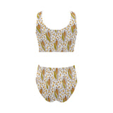 Corn Pattern Print Design 02 Chest Bowknot High Waisted Bikini Swimsuit