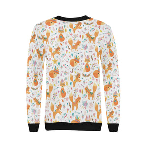 cute tribal fox pattern Women's Crew Neck Sweatshirt