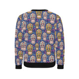 Sugar skull flower pattern Men's Crew Neck Sweatshirt