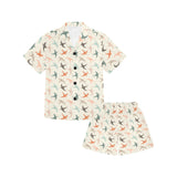 Swallow Pattern Print Design 02 Kids' Boys' Girls' V-Neck Short Pajama Set