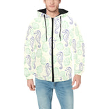 Seahorse shell pattern Men's Padded Hooded Jacket