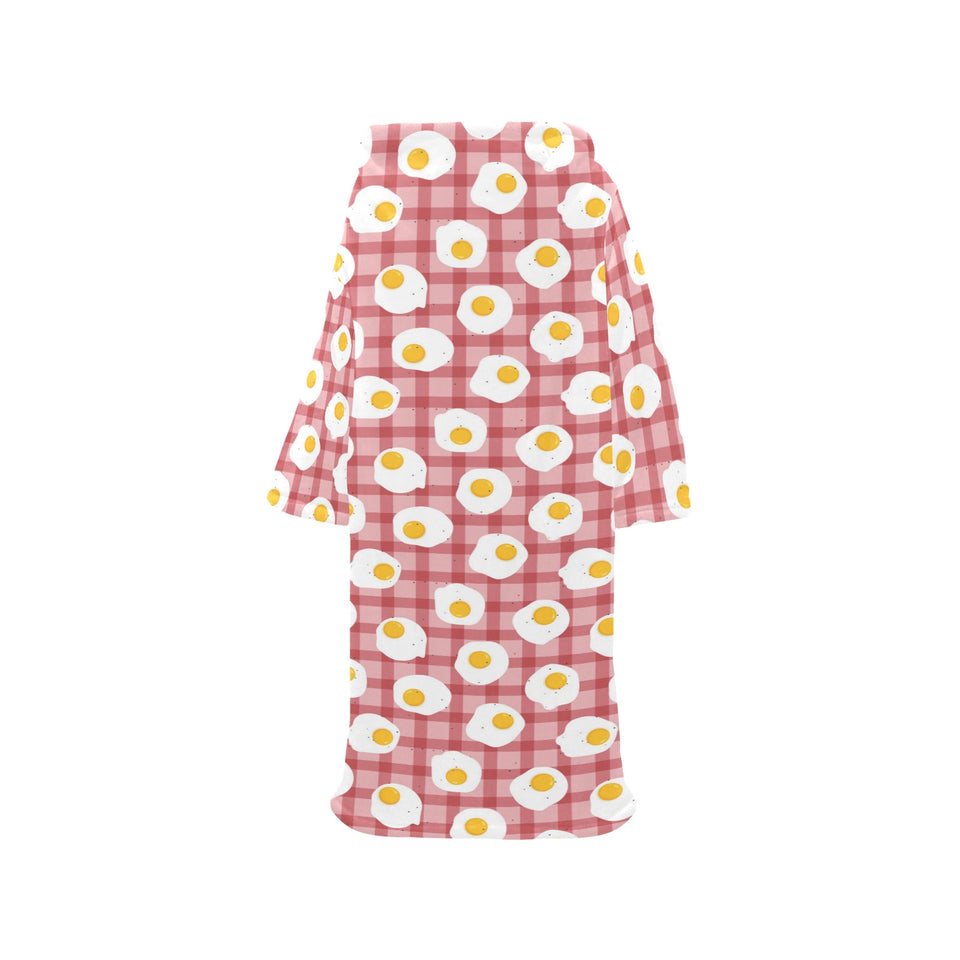 Fried Eggs Pattern Print Design 03 Blanket Robe with Sleeves