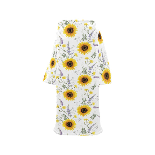 beautiful sunflowers pattern Blanket Robe with Sleeves