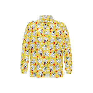 Yorkshire Terrier Pattern Print Design 05 Men's Long Sleeve Polo Shirt