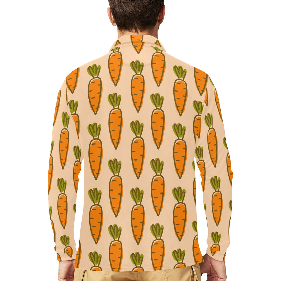 Carrot Pattern Print Design 04 Men's Long Sleeve Polo Shirt