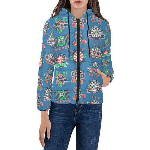 Darts Pattern Print Design 02 Women's Padded Hooded Jacket