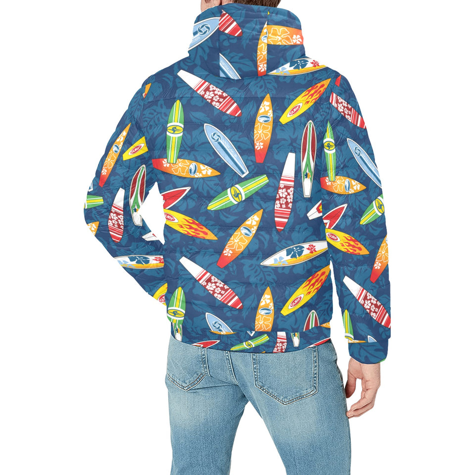 Surfboard Pattern Print Design 01 Men's Padded Hooded Jacket